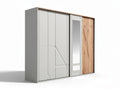 Moderner Kleiderschrank mit Holzakzenten und Spiegel**