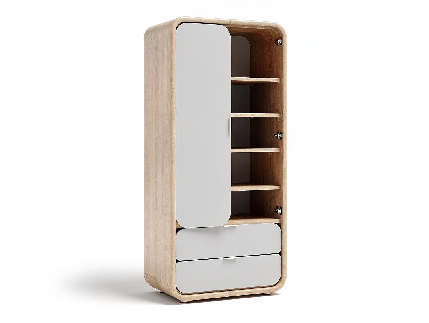 ** **Moderner Holzschrank mit Schubladen und Regalen**
