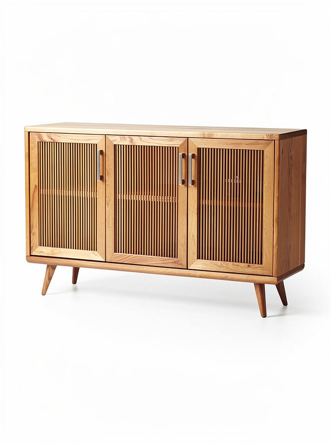 Holzsideboard mit Rippengitter und Mid-Century-Design**
